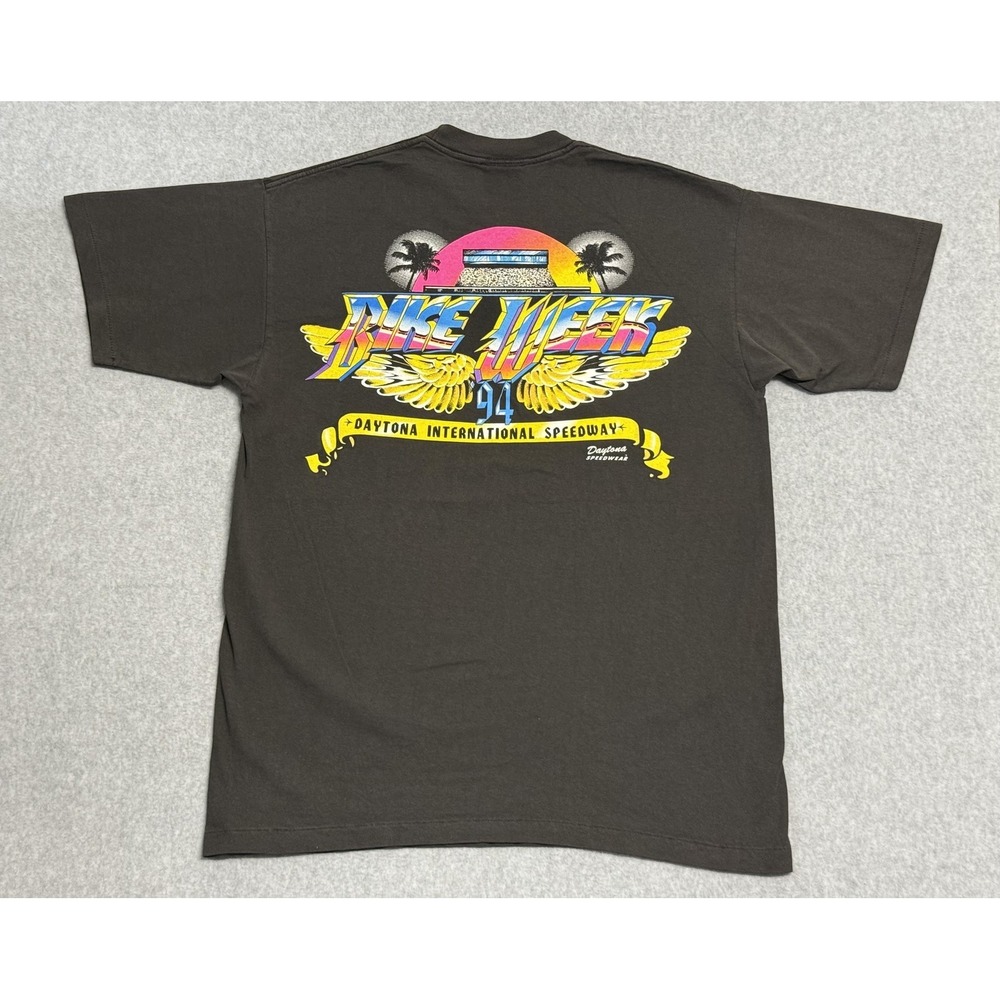 Vintage Bike Week 94 Daytona Shirt Mens Large Black Speedway Graphic Tee